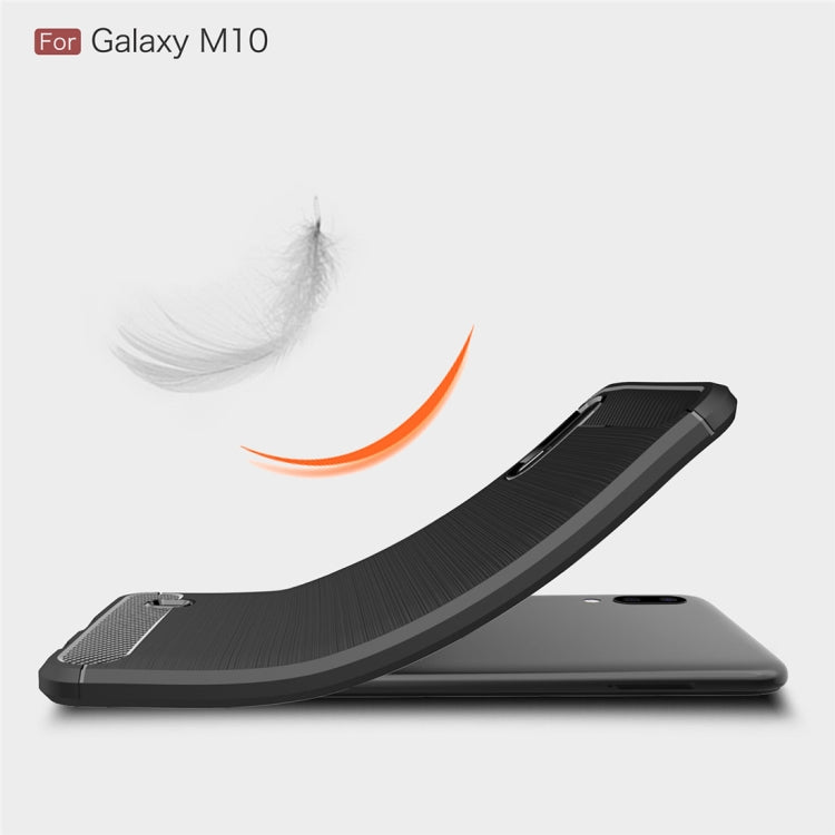 Brushed Texture Carbon Fiber Shockproof TPU Case for Galaxy M10