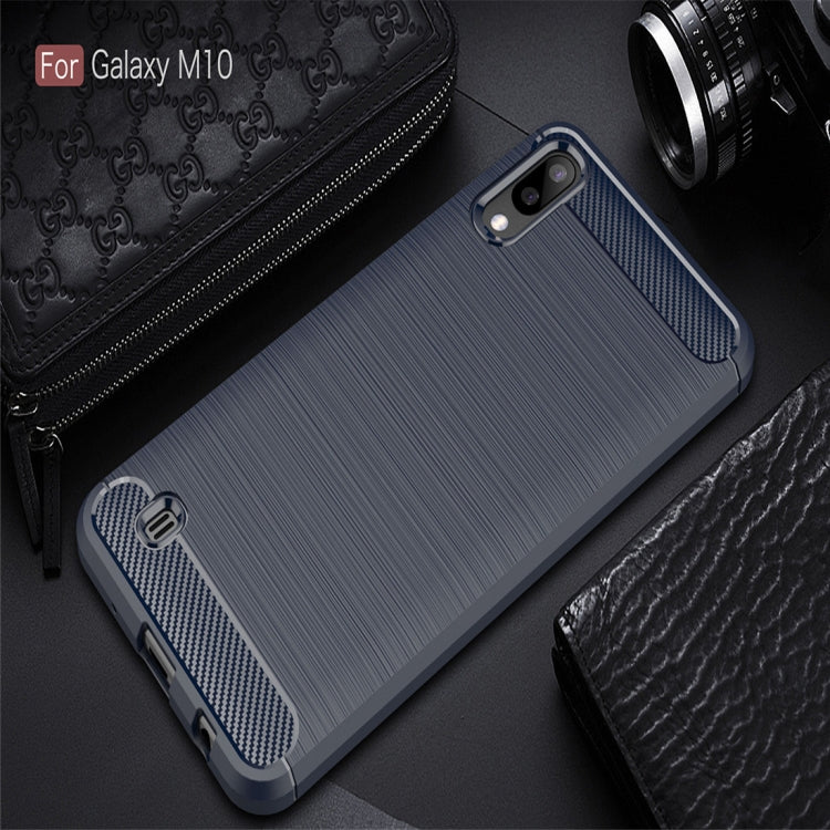 Brushed Texture Carbon Fiber Shockproof TPU Case for Galaxy M10