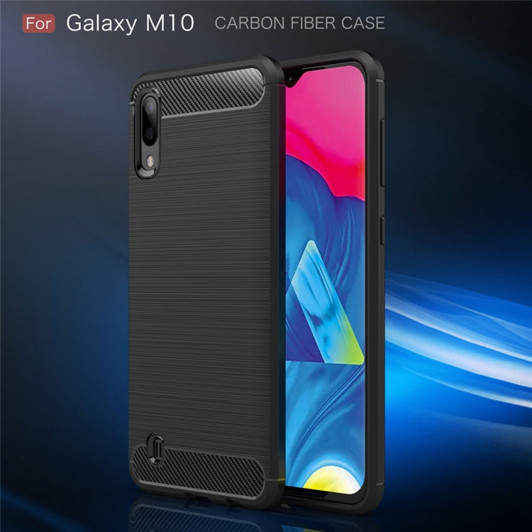 Brushed Texture Carbon Fiber Shockproof TPU Case for Galaxy M10