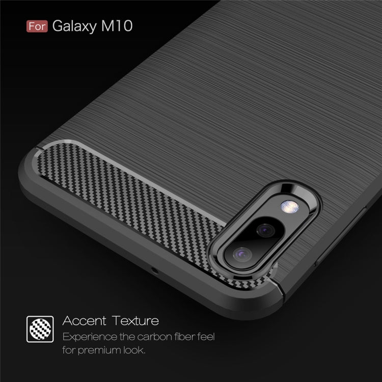 Brushed Texture Carbon Fiber Shockproof TPU Case for Galaxy M10