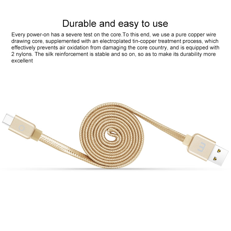 Meizu 1.2m 2A Noodle Weave Style Metal Head USB-C / Type-C  to USB 2.0 Data Sync Charging Cable