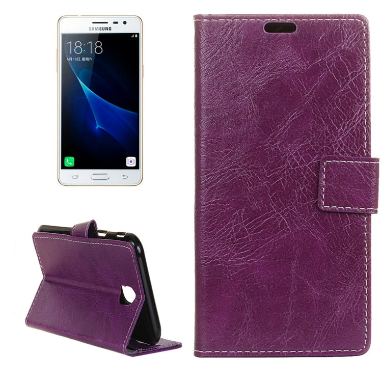 For Galaxy J3 (2017) (EU Version) Retro Crazy Horse Texture Horizontal Flip Leather Case with Holder & Card Slots & Wallet & Photo Frame