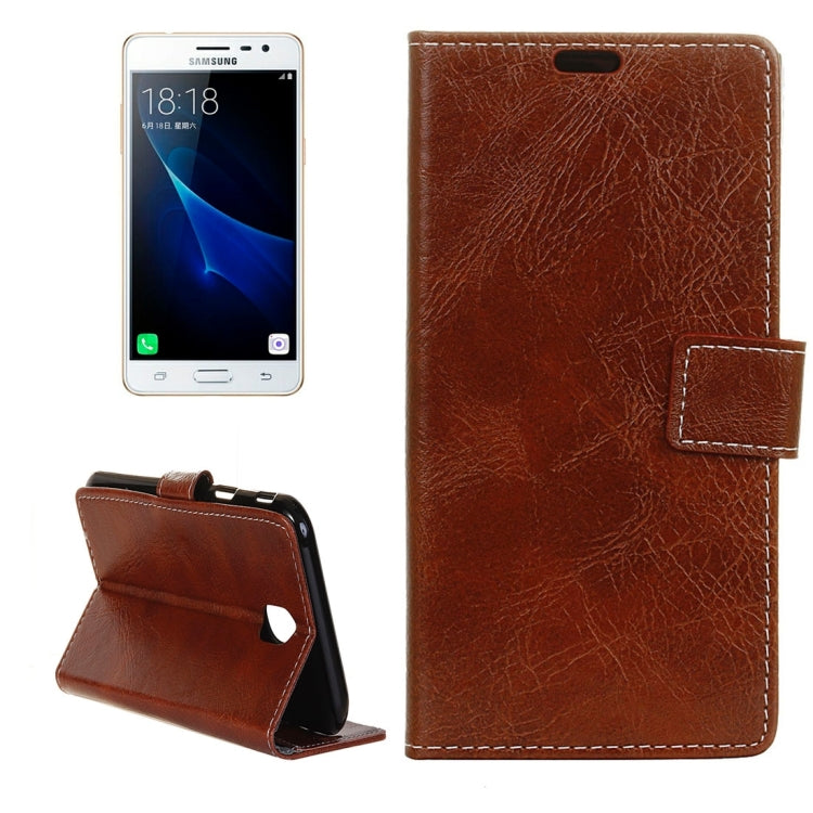 For Galaxy J3 (2017) (EU Version) Retro Crazy Horse Texture Horizontal Flip Leather Case with Holder & Card Slots & Wallet & Photo Frame