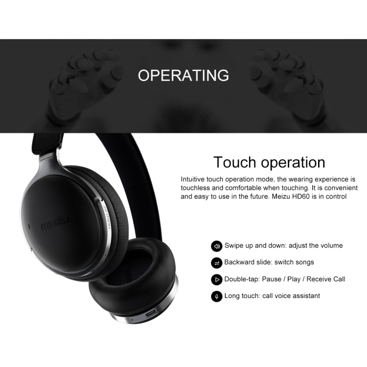 MEIZU HD60 Bluetooth 5.0 Touch Bluetooth Headset, Support Call & Voice Assistant