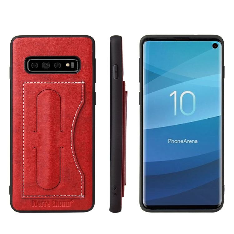 Fierre Shann Full Coverage Protective Leather Case for Galaxy S10+,  with Holder & Card Slot
