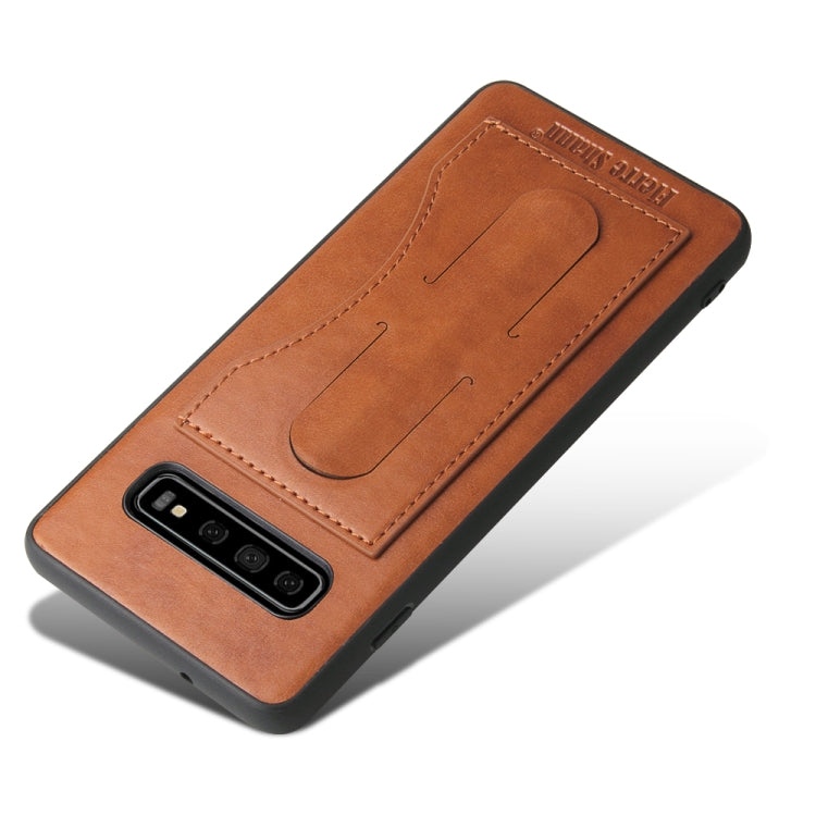 Fierre Shann Full Coverage Protective Leather Case for Galaxy S10+,  with Holder & Card Slot