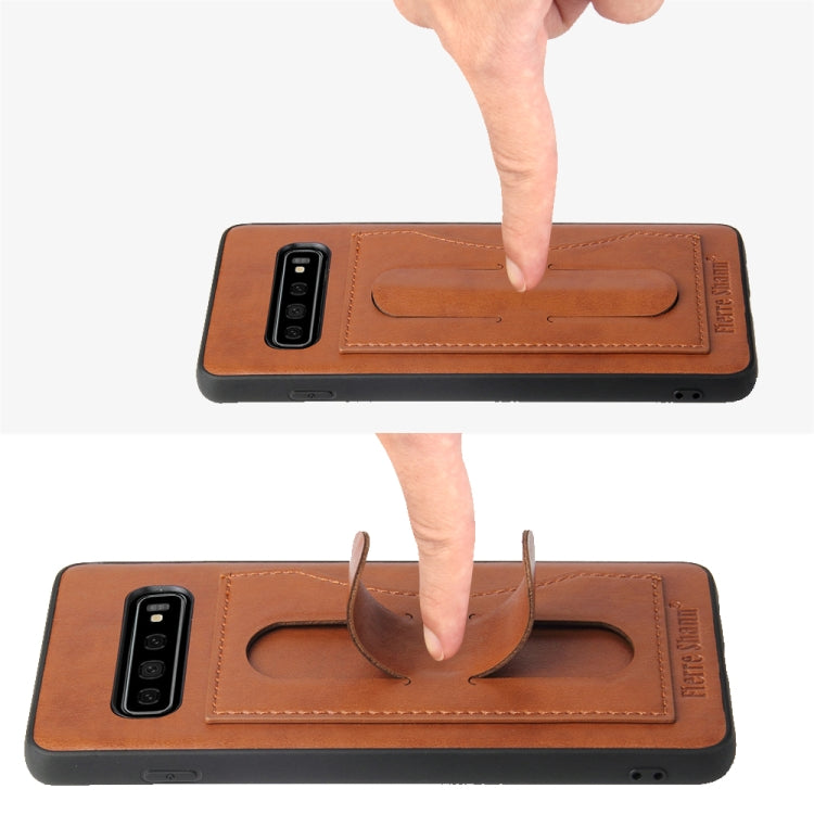 Fierre Shann Full Coverage Protective Leather Case for Galaxy S10+,  with Holder & Card Slot