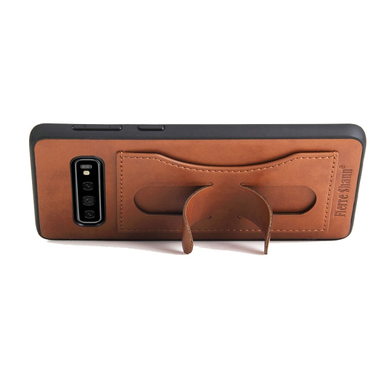 Fierre Shann Full Coverage Protective Leather Case for Galaxy S10+,  with Holder & Card Slot
