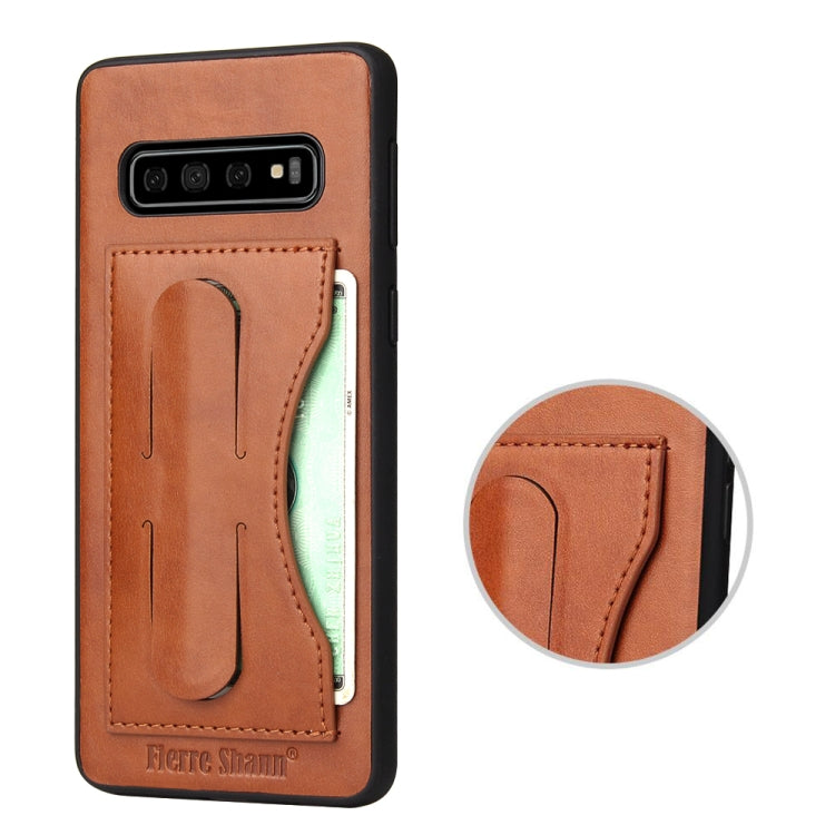 Fierre Shann Full Coverage Protective Leather Case for Galaxy S10+,  with Holder & Card Slot
