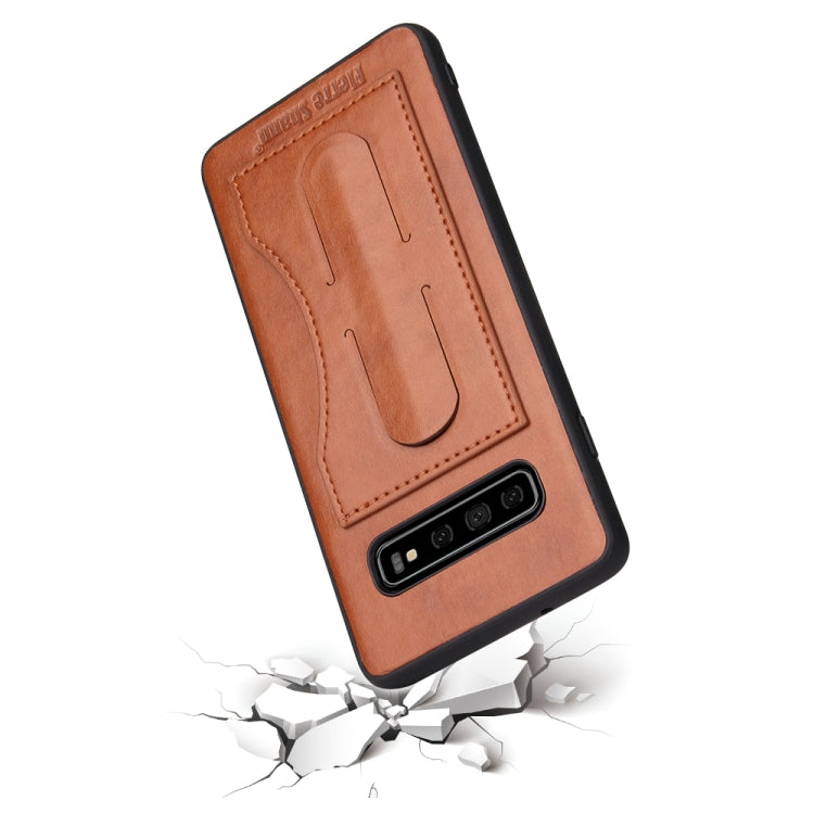 Fierre Shann Full Coverage Protective Leather Case for Galaxy S10+,  with Holder & Card Slot
