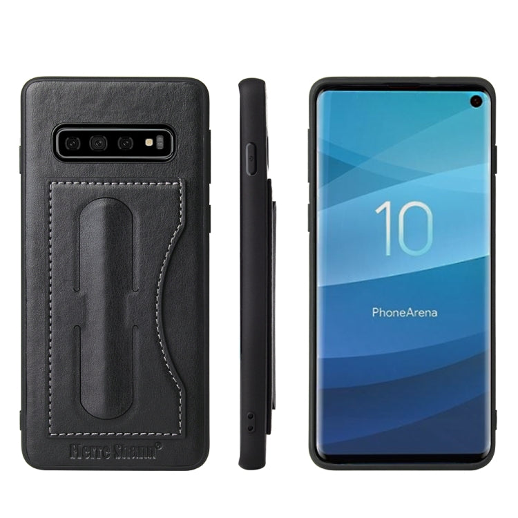 Fierre Shann Full Coverage Protective Leather Case for Galaxy S10,  with Holder & Card Slot