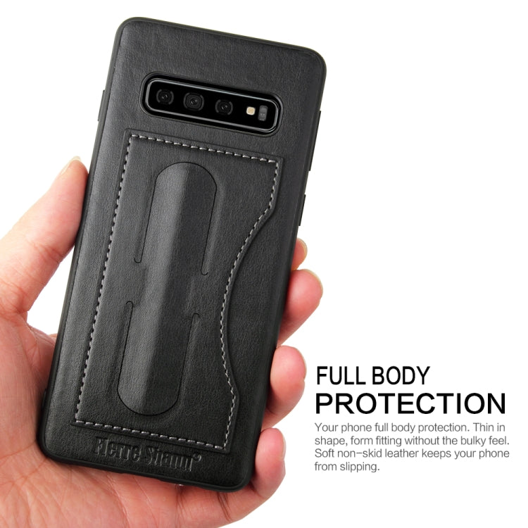 Fierre Shann Full Coverage Protective Leather Case for Galaxy S10,  with Holder & Card Slot