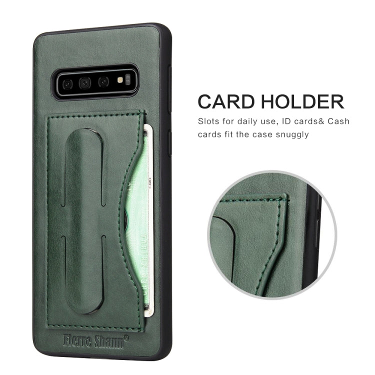 Fierre Shann Full Coverage Protective Leather Case for Galaxy S10,  with Holder & Card Slot