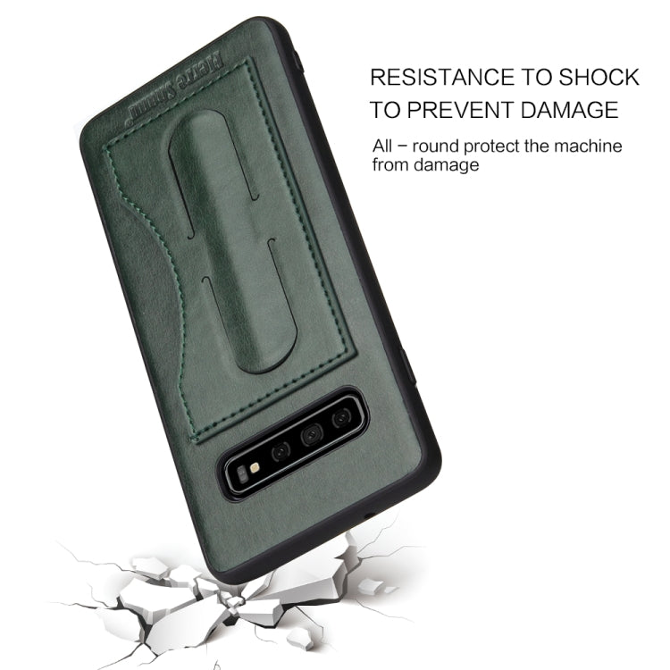 Fierre Shann Full Coverage Protective Leather Case for Galaxy S10,  with Holder & Card Slot