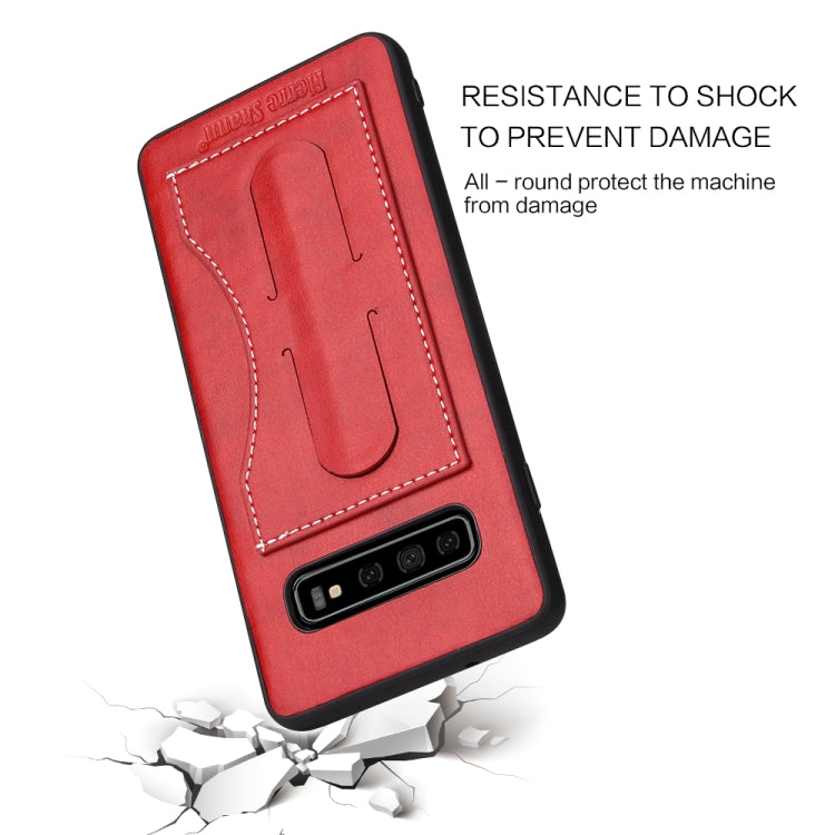 Fierre Shann Full Coverage Protective Leather Case for Galaxy S10,  with Holder & Card Slot