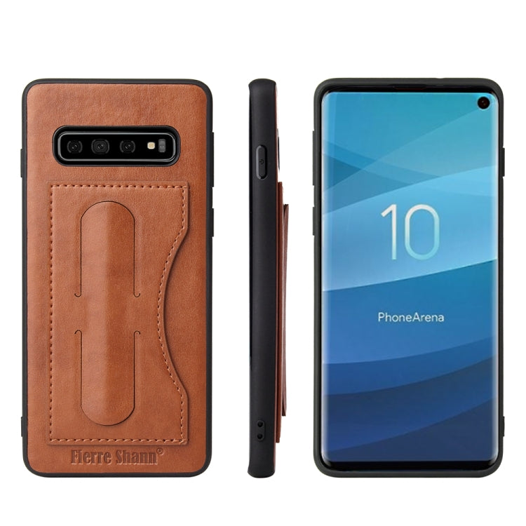 Fierre Shann Full Coverage Protective Leather Case for Galaxy S10,  with Holder & Card Slot