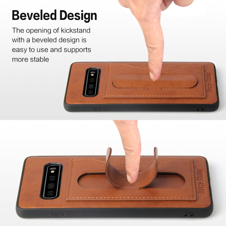 Fierre Shann Full Coverage Protective Leather Case for Galaxy S10,  with Holder & Card Slot