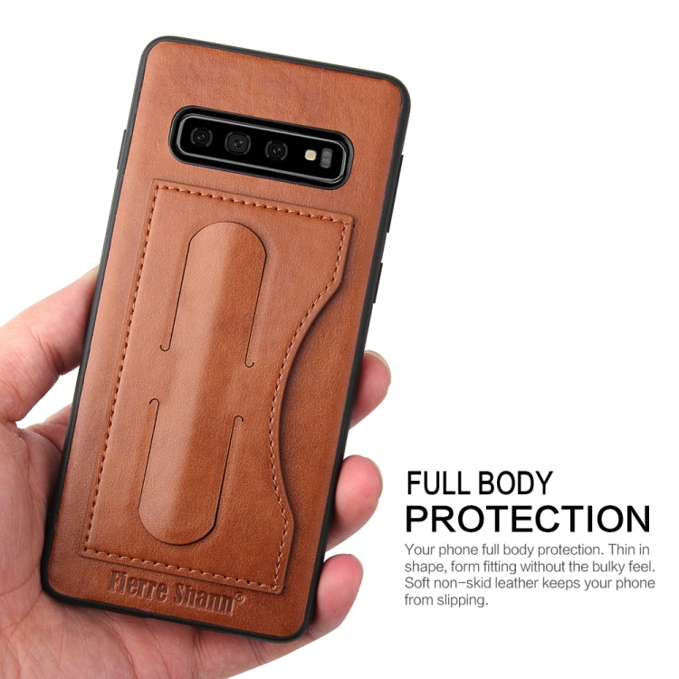 Fierre Shann Full Coverage Protective Leather Case for Galaxy S10,  with Holder & Card Slot