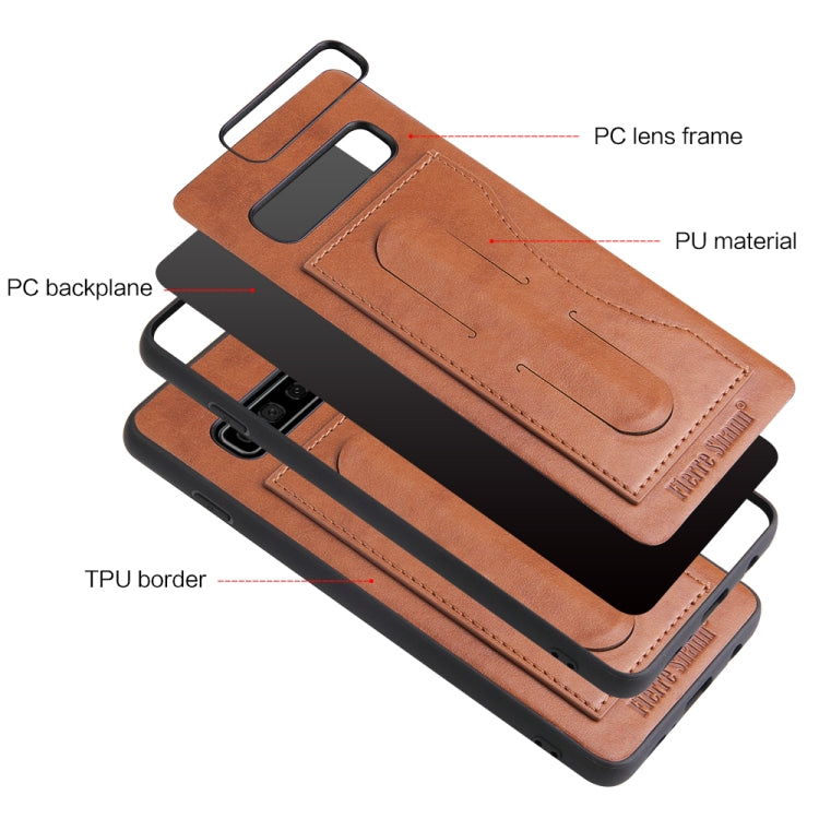 Fierre Shann Full Coverage Protective Leather Case for Galaxy S10,  with Holder & Card Slot