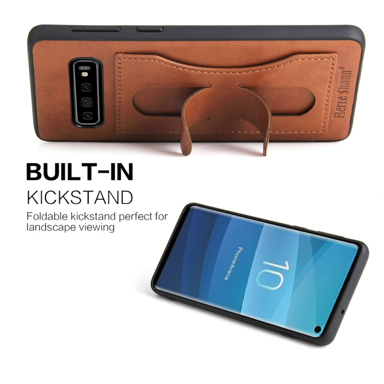 For Galaxy S10e Fierre Shann Full Coverage Protective Leather Case with Holder & Card Slot