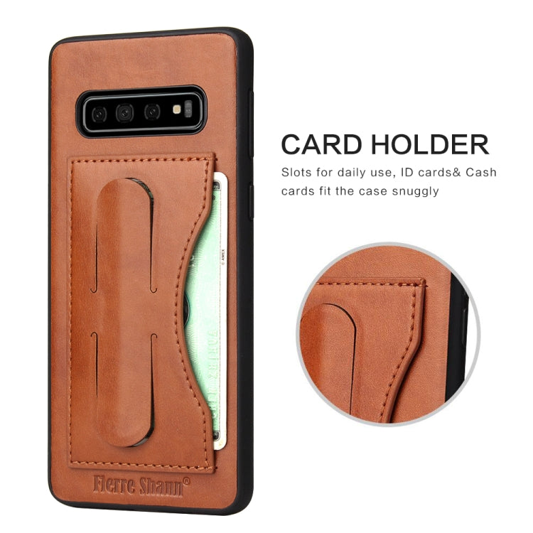 For Galaxy S10e Fierre Shann Full Coverage Protective Leather Case with Holder & Card Slot