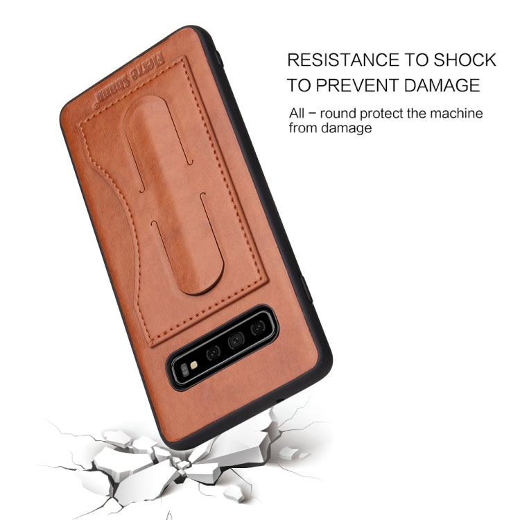 For Galaxy S10e Fierre Shann Full Coverage Protective Leather Case with Holder & Card Slot