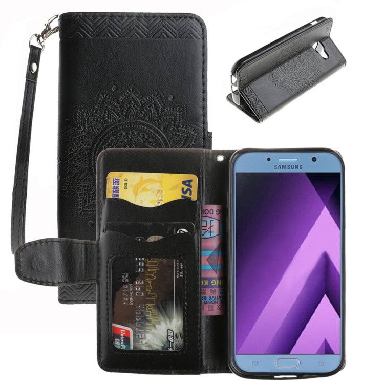 For Galaxy A3 (2017) Embossment Mandala Pattern Horizontal Flip Leather Case with Holder & Card Slots & Wallet & Lanyard