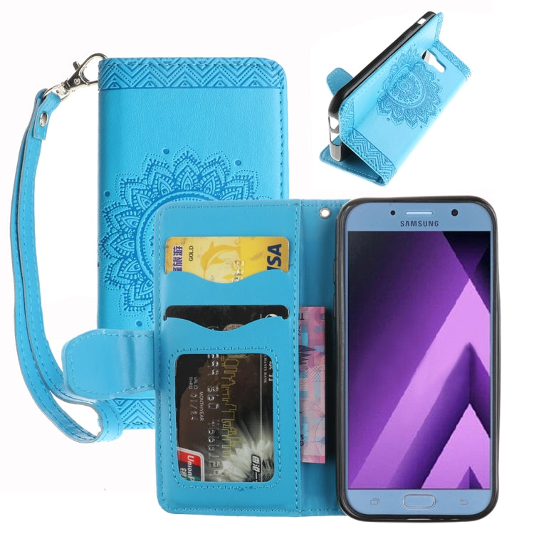 For Galaxy A3 (2017) Embossment Mandala Pattern Horizontal Flip Leather Case with Holder & Card Slots & Wallet & Lanyard
