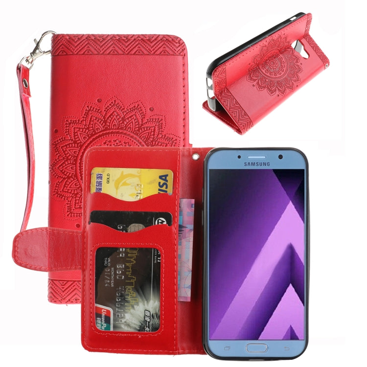 For Galaxy A3 (2017) Embossment Mandala Pattern Horizontal Flip Leather Case with Holder & Card Slots & Wallet & Lanyard
