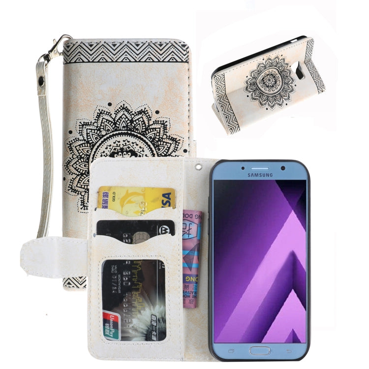 For Galaxy A3 (2017) Embossment Mandala Pattern Horizontal Flip Leather Case with Holder & Card Slots & Wallet & Lanyard