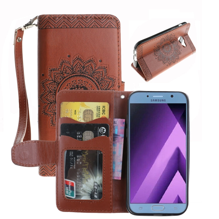 For Galaxy A3 (2017) Embossment Mandala Pattern Horizontal Flip Leather Case with Holder & Card Slots & Wallet & Lanyard