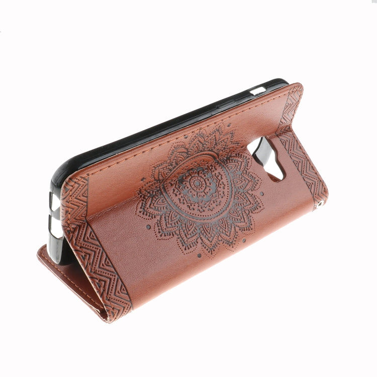 For Galaxy A3 (2017) Embossment Mandala Pattern Horizontal Flip Leather Case with Holder & Card Slots & Wallet & Lanyard