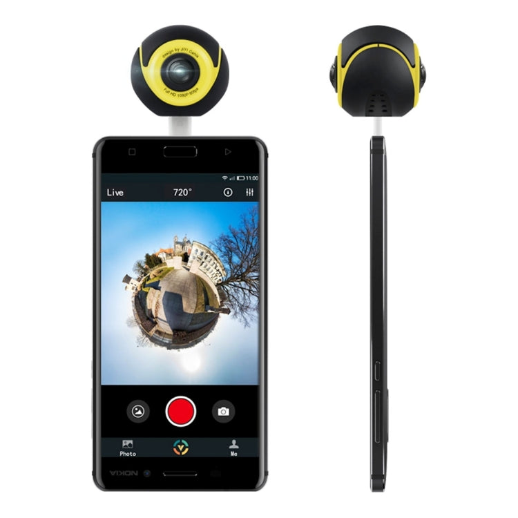 T3 720 Degree 2048*1024 Pixel Panoramic VR Camera Dual Spherical Fisheye Lens with Micro USB Plug & Micro USB Adapter, For Samsung, Huawei, Xiaomi, Meizu etc. And Other Android Smartphones