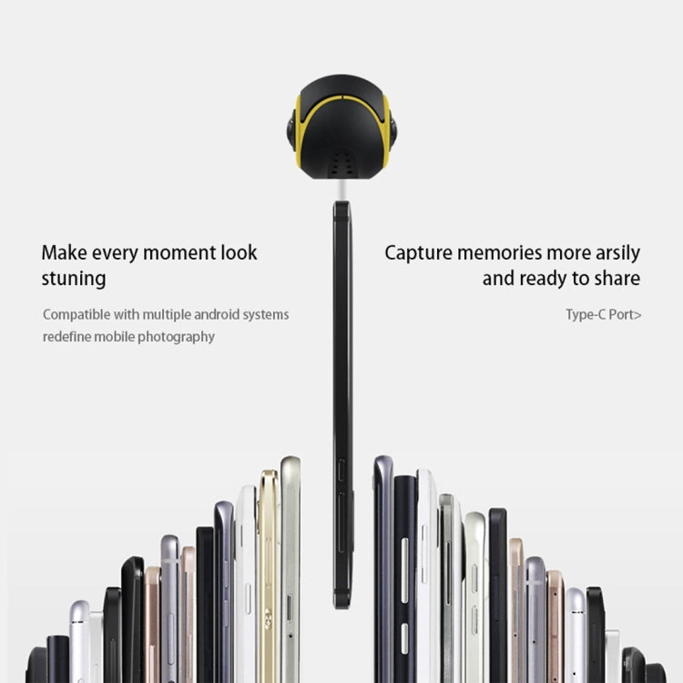 T3 720 Degree 2048*1024 Pixel Panoramic VR Camera Dual Spherical Fisheye Lens with Micro USB Plug & Micro USB Adapter, For Samsung, Huawei, Xiaomi, Meizu etc. And Other Android Smartphones