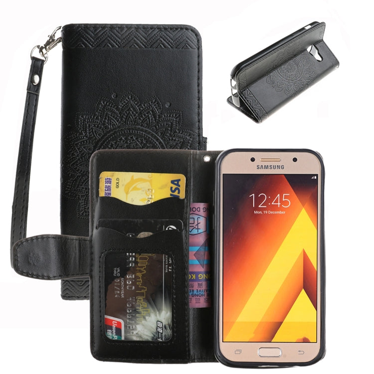 For Galaxy A5 (2017) Embossment Mandala Pattern Horizontal Flip Leather Case with Holder & Card Slots & Wallet & Lanyard