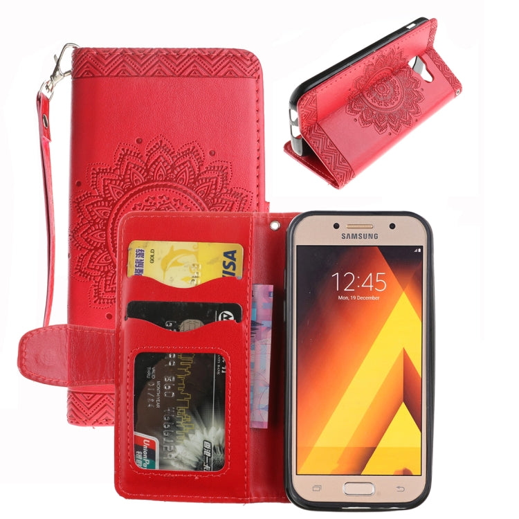 For Galaxy A5 (2017) Embossment Mandala Pattern Horizontal Flip Leather Case with Holder & Card Slots & Wallet & Lanyard