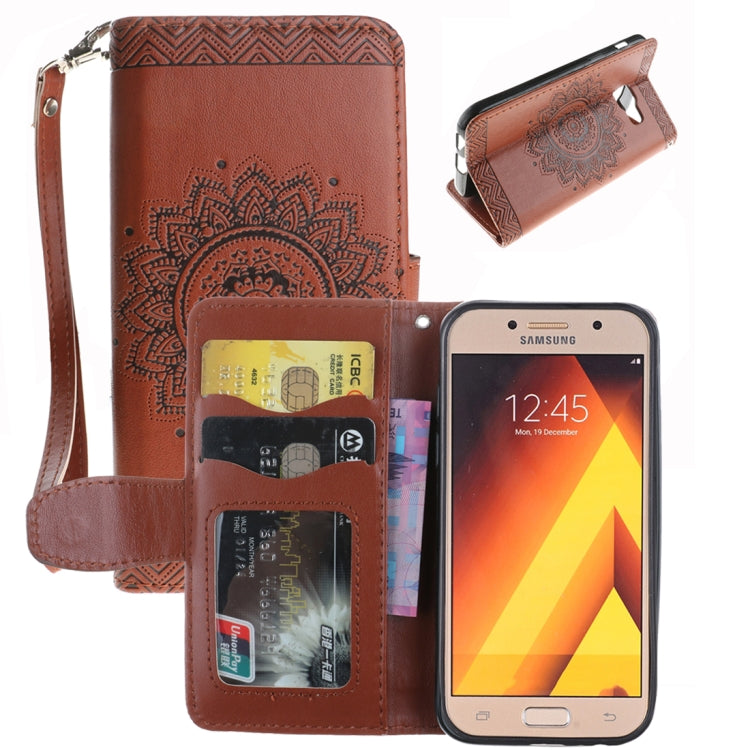 For Galaxy A5 (2017) Embossment Mandala Pattern Horizontal Flip Leather Case with Holder & Card Slots & Wallet & Lanyard