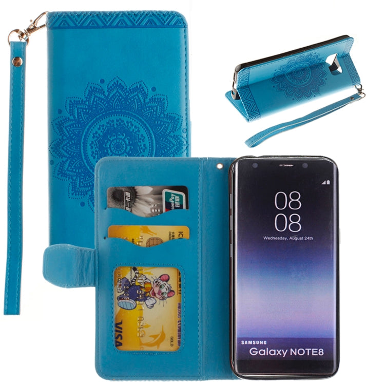 For Galaxy Note 8 Embossment Mandala Pattern Horizontal Flip Leather Case with Holder & Card Slots & Wallet & Lanyard