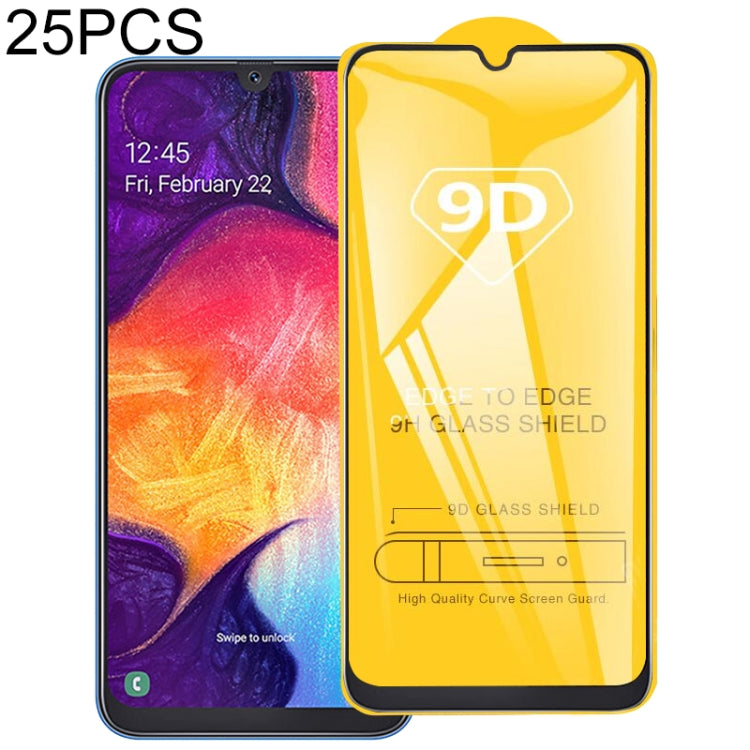 25 PCS For Galaxy A50s 9D Full Glue Full Screen Tempered Glass Film