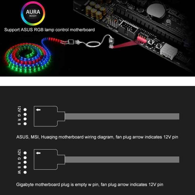 3 Pin 5V 1 to 3 Motherboard AURA RGB PC Cooling Extension Cable for Asus (Black)