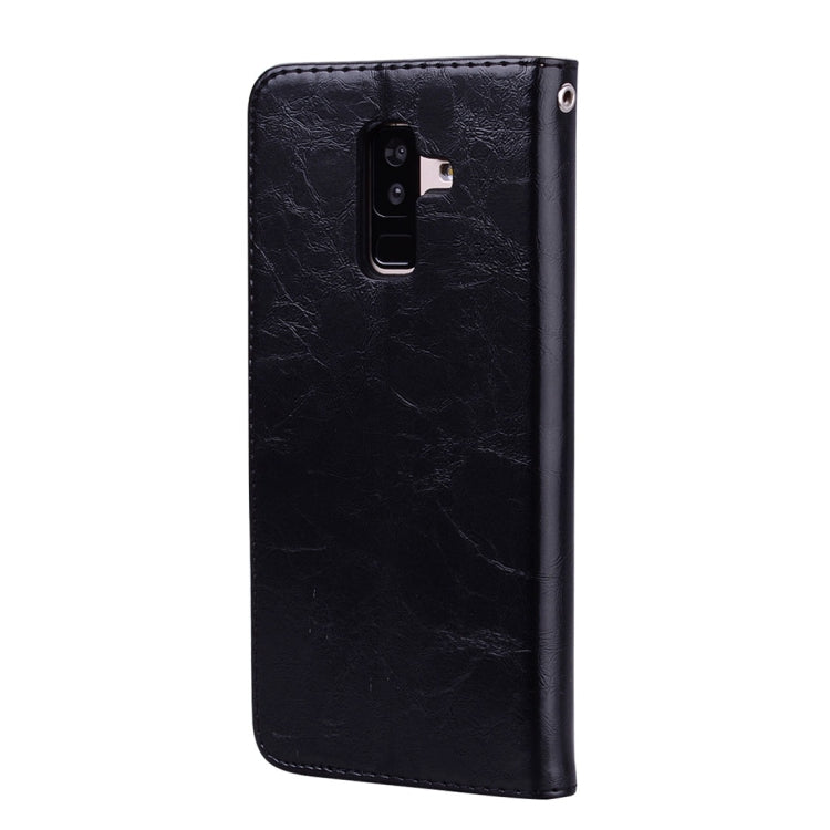 Business Style Oil Wax Texture Horizontal Flip Leather Case for Galaxy A6 Plus (2018), with Holder & Card Slots & Wallet