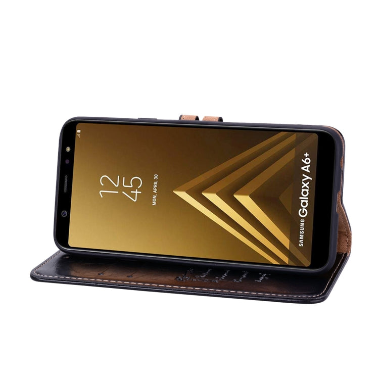 Business Style Oil Wax Texture Horizontal Flip Leather Case for Galaxy A6 Plus (2018), with Holder & Card Slots & Wallet