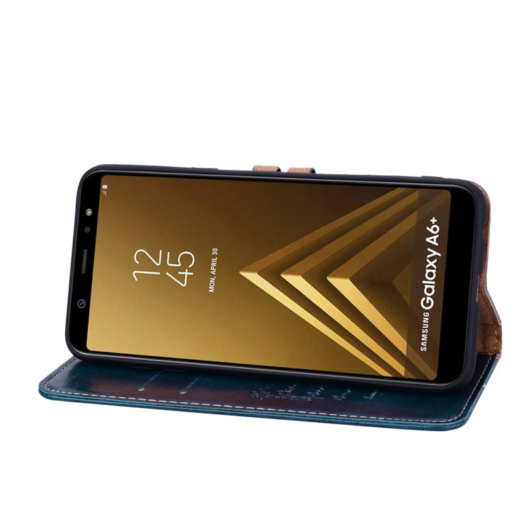 Business Style Oil Wax Texture Horizontal Flip Leather Case for Galaxy A6 Plus (2018), with Holder & Card Slots & Wallet