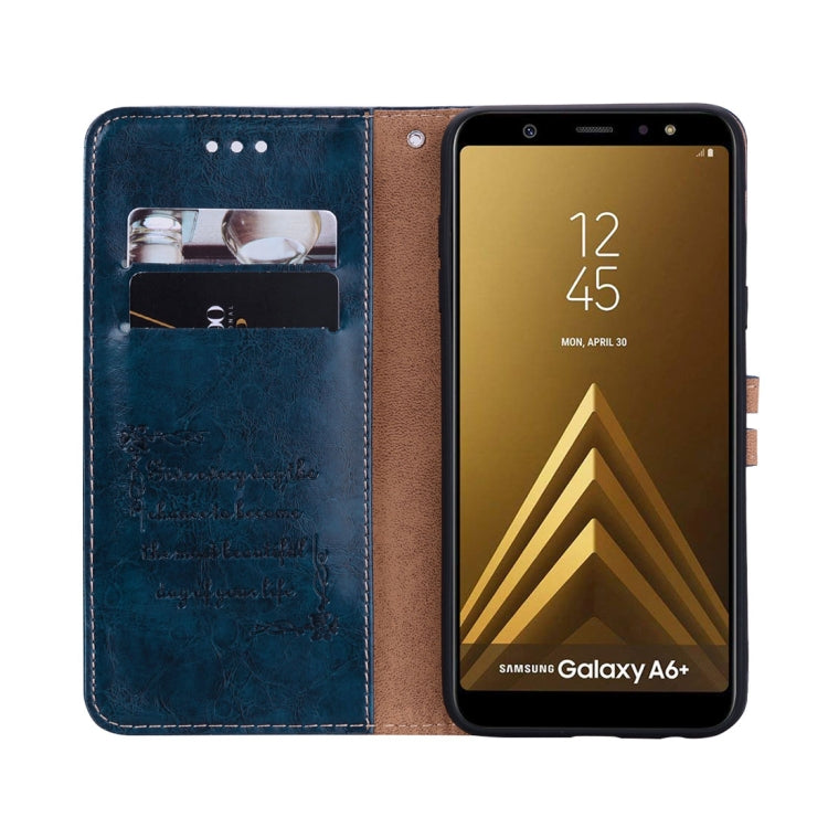 Business Style Oil Wax Texture Horizontal Flip Leather Case for Galaxy A6 Plus (2018), with Holder & Card Slots & Wallet