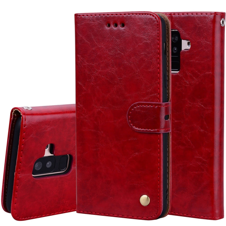 Business Style Oil Wax Texture Horizontal Flip Leather Case for Galaxy A6 Plus (2018), with Holder & Card Slots & Wallet