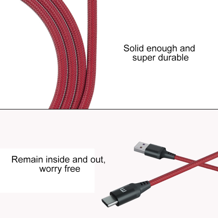 Meizu 1.2m 3A Weave Style Metal Head USB-C / Type-C  to USB 2.0 Data Sync Charging Cable(Red)