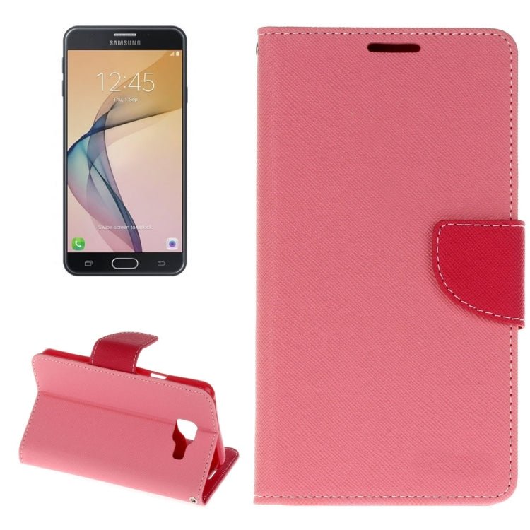 For Galaxy J7 Prime Cross Texture Leather Case with Card Slots & Holder & Wallet