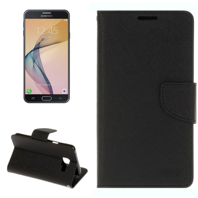For Galaxy J5 Prime Cross Texture Leather Case with Card Slots & Holder & Wallet