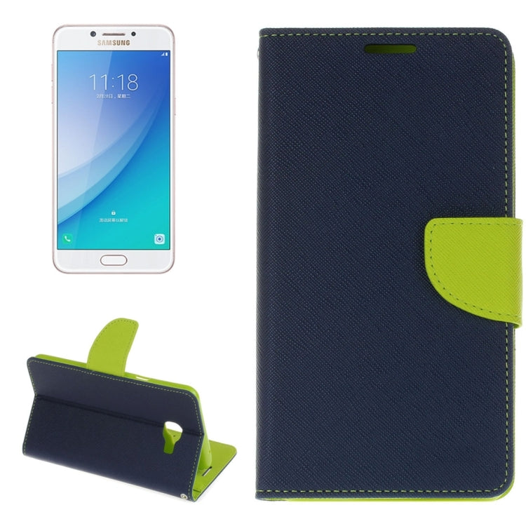 For Galaxy C7 Pro Cross Texture Leather Case with Card Slots & Holder & Wallet