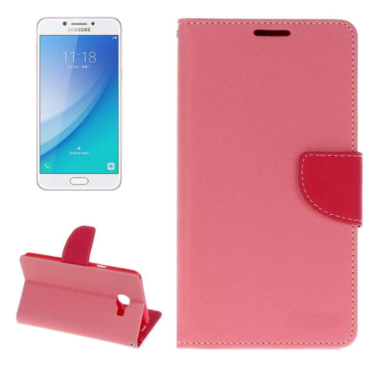 For Galaxy C7 Pro Cross Texture Leather Case with Card Slots & Holder & Wallet